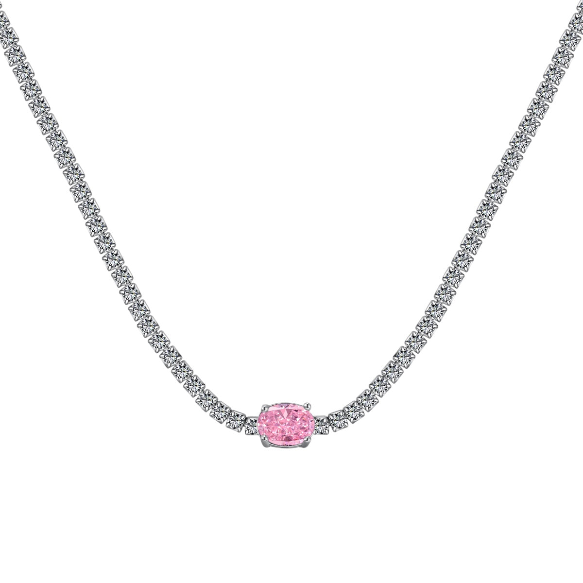 [Solara Jewelry]1.0 Carat Shining Oval Cut Necklace