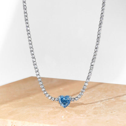 [Solara Jewelry]2.0 Carat Sparkling Tennis Heart Cut Necklace
