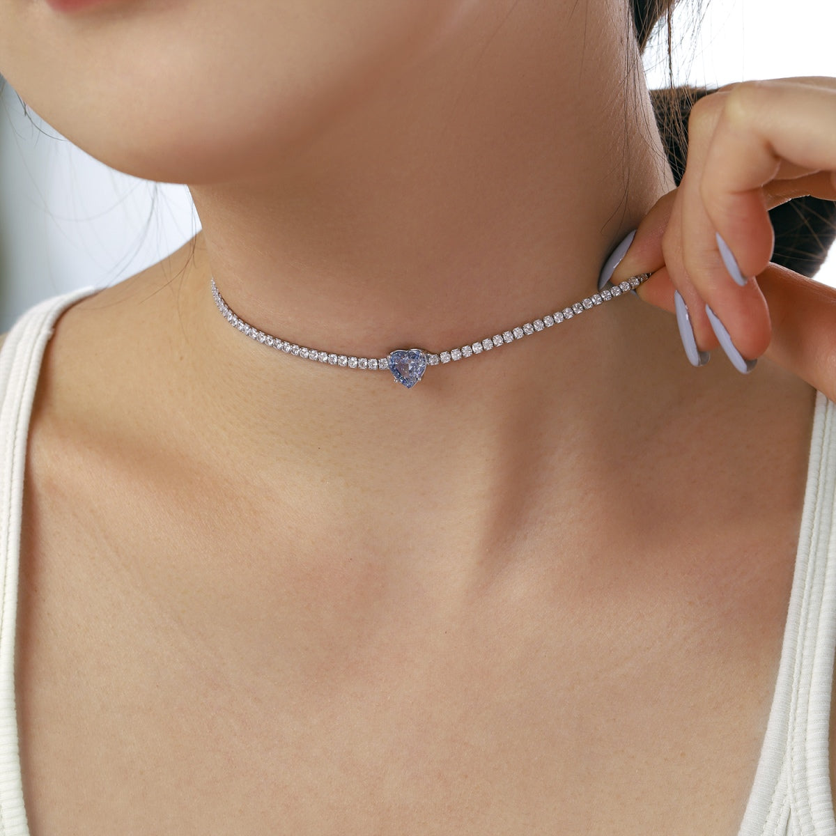 [Solara Jewelry]2.0 Carat Sparkling Tennis Heart Cut Necklace