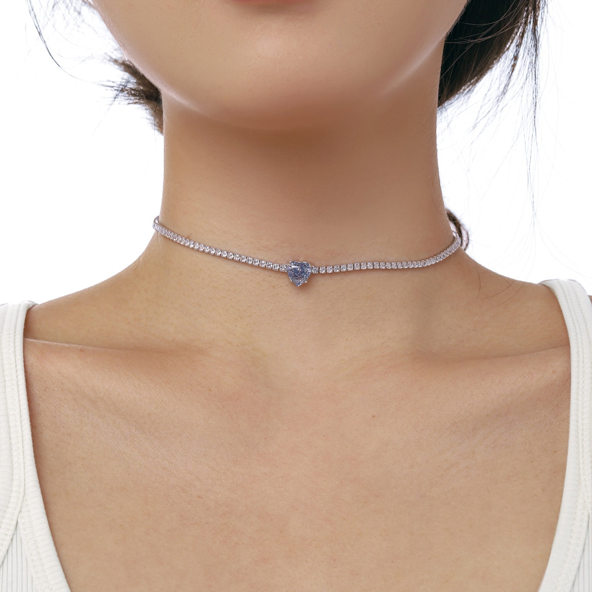 [Solara Jewelry]2.0 Carat Sparkling Tennis Heart Cut Necklace