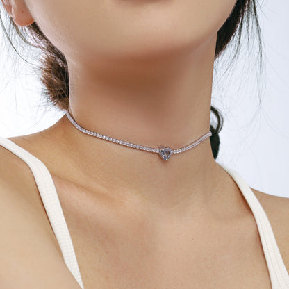 [Solara Jewelry]2.0 Carat Sparkling Tennis Heart Cut Necklace