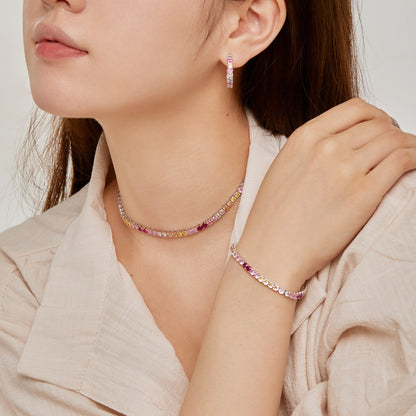 [Solara Jewelry]Luxurious Colorful Romantic Heart Shape Lover Bracelet