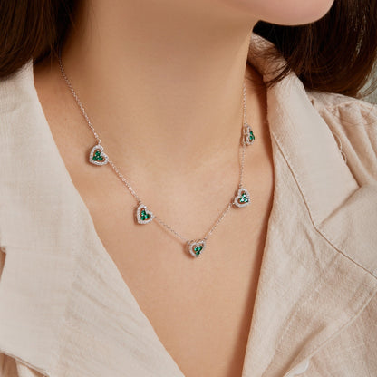 [Solara Jewelry]Sparkling Five Heart Necklace