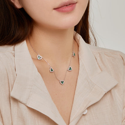 [Solara Jewelry]Sparkling Five Heart Necklace