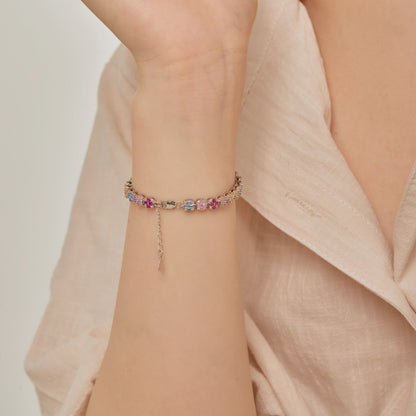 [Solara Jewelry]Delicate Colorful Emerald Cut Daily Bracelet