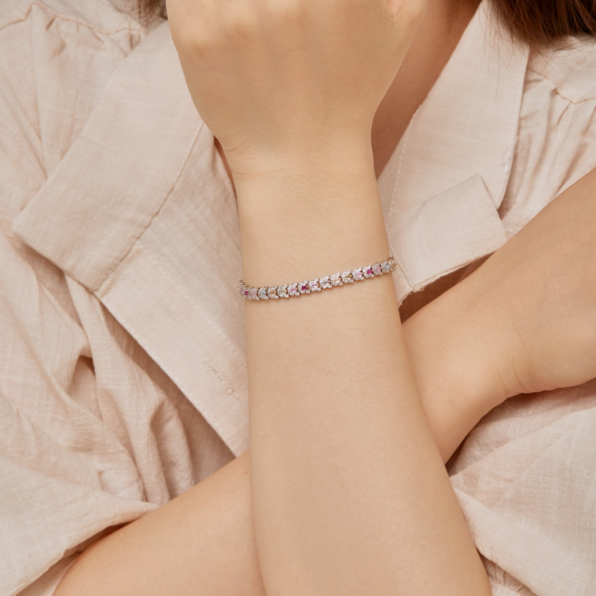 [Solara Jewelry]Delicate Colorful Multi Cut Daily Bracelet