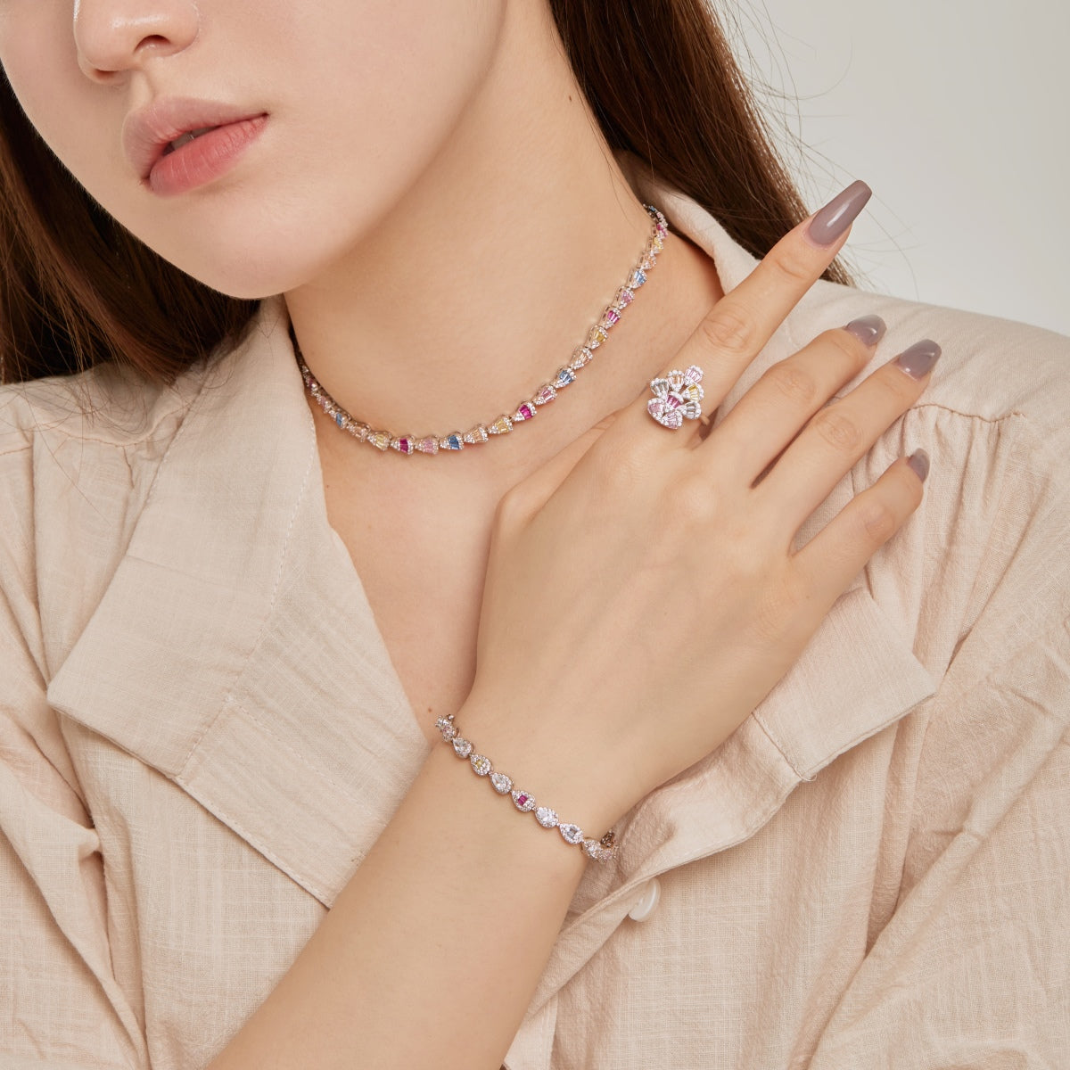 [Solara Jewelry]0.25 Carat Radiant Water Drop Shape Daily Bracelet