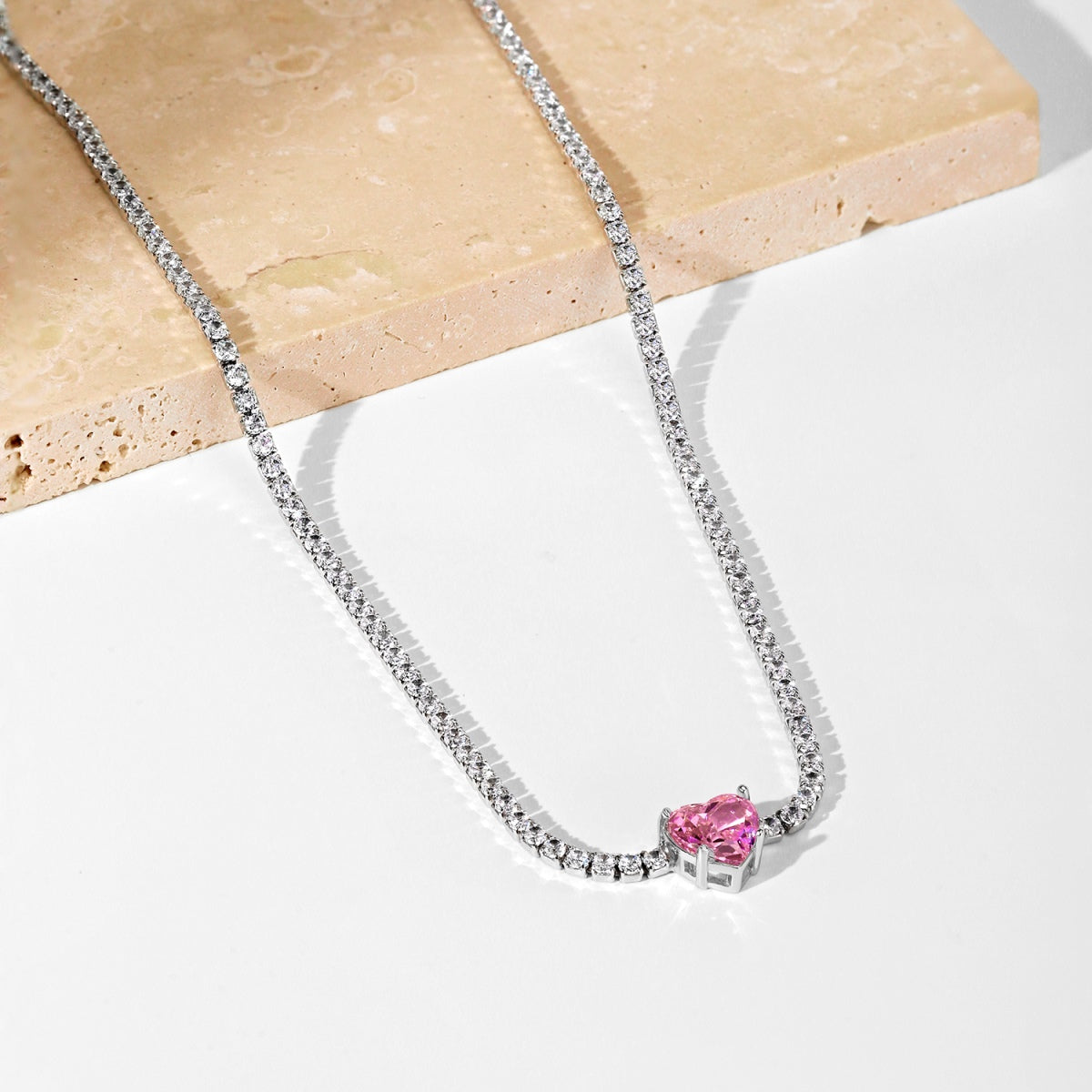 [Solara Jewelry]2.0 Carat Sparkling Tennis Heart Cut Necklace