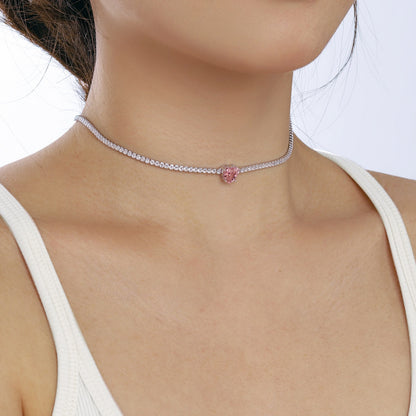 [Solara Jewelry]2.0 Carat Sparkling Tennis Heart Cut Necklace