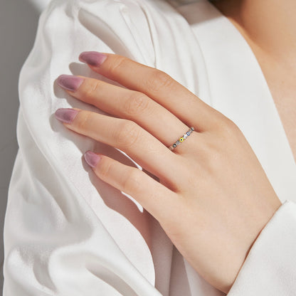 [Solara Jewelry]Sparkling Vibrant Round Shape Daily Ring