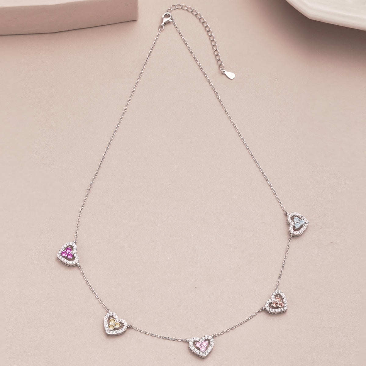 [Solara Jewelry]Sparkling Five Heart Necklace