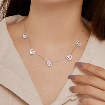 [Solara Jewelry]Sparkling Five Heart Necklace
