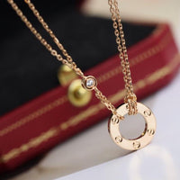 [Solara Jewelry]LOVE NECKLACE ADJUSTABLE ROSE GOLD 2 DIAMOND