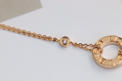 [Solara Jewelry]LOVE NECKLACE ADJUSTABLE ROSE GOLD 2 DIAMOND