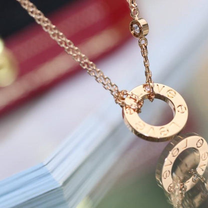 [Solara Jewelry]LOVE NECKLACE ADJUSTABLE ROSE GOLD 2 DIAMOND