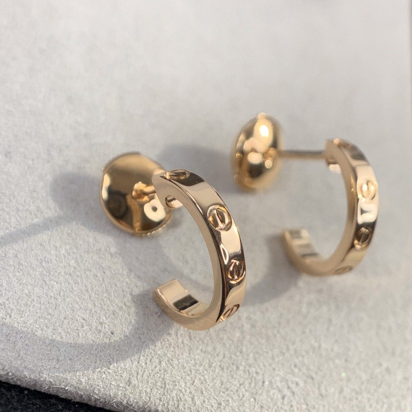 [Solara Jewelry]LOVE EARRINGS 2.65MM PINK GOLD