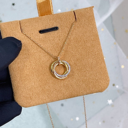 [Solara Jewelry]TRINITY NECKLACE SILVER GOLD PINK GOLD DIAMONDS