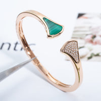 [Solara Jewelry]DREAM BRACELET OPEN MALACHITE PINK GOLD