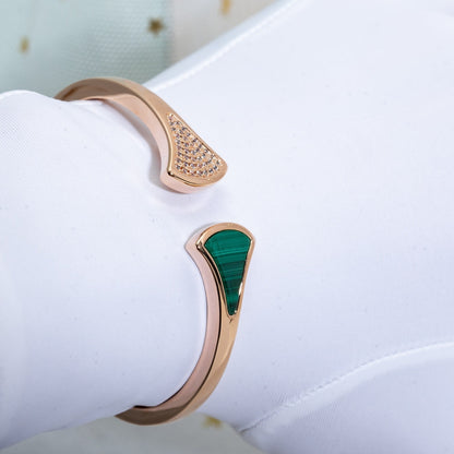 [Solara Jewelry]DREAM BRACELET OPEN MALACHITE PINK GOLD