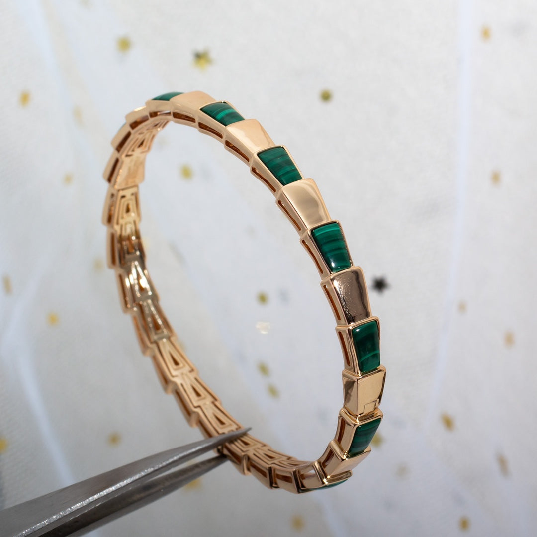 [Solara Jewelry]SERPENTI BRACELET PINK GOLD MALACHITE