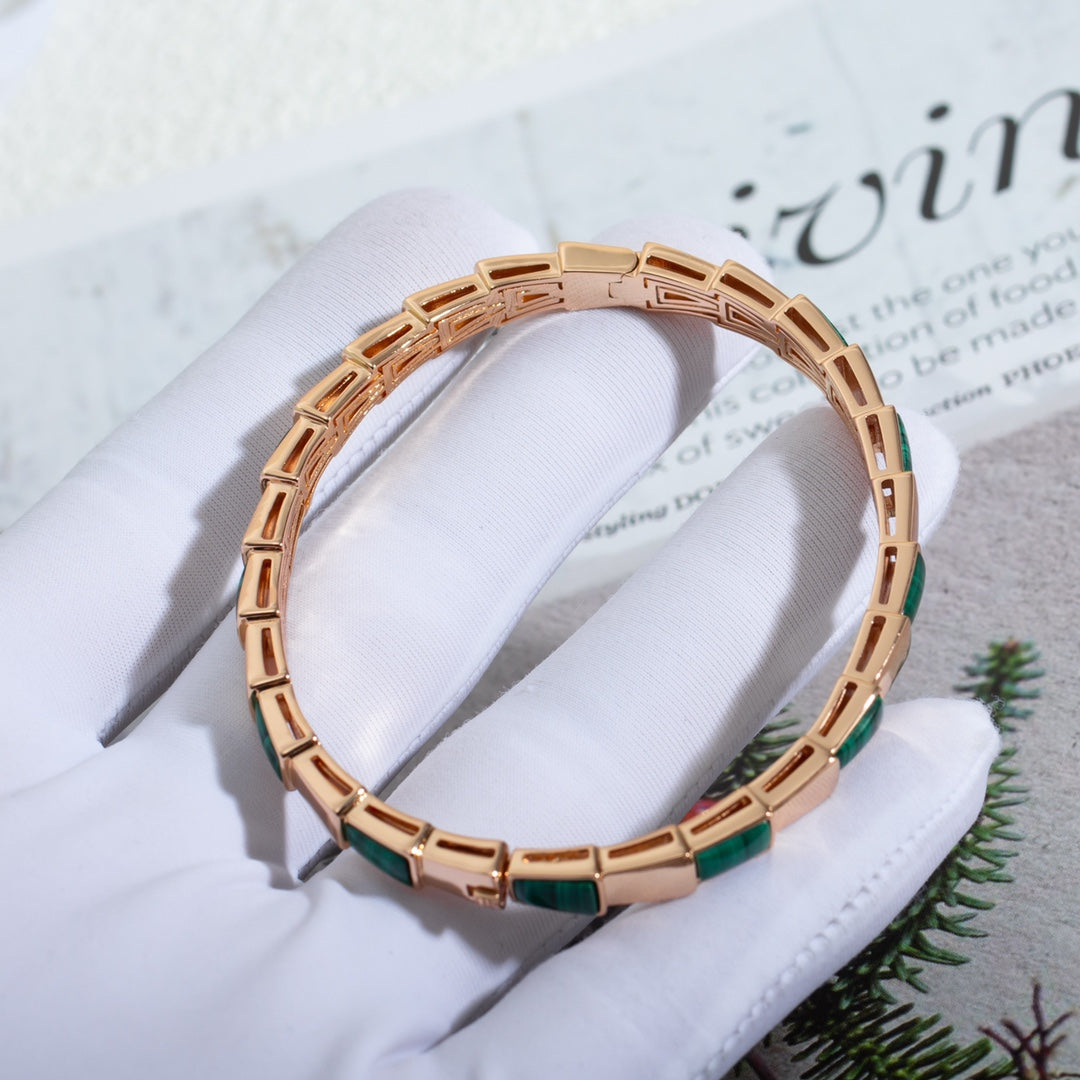 [Solara Jewelry]SERPENTI BRACELET PINK GOLD MALACHITE