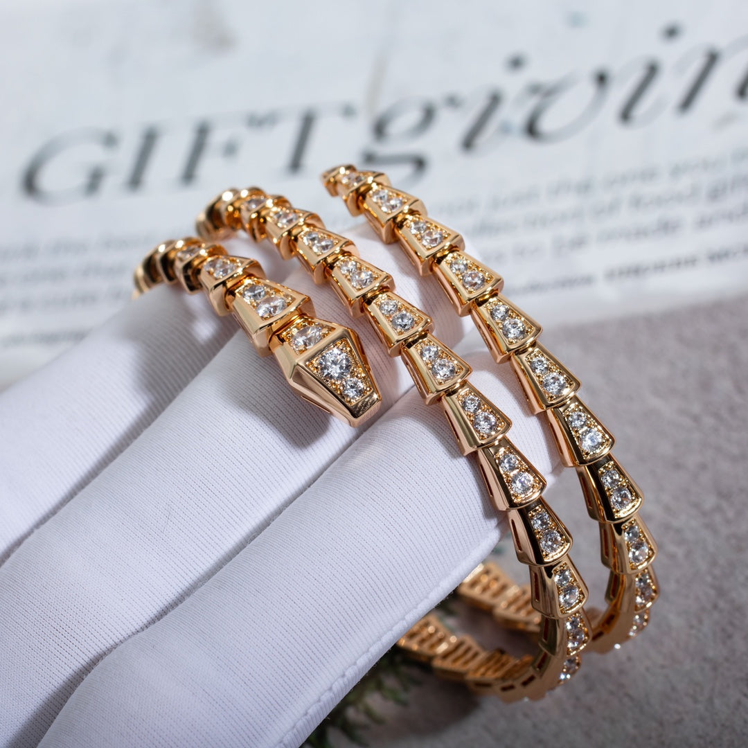 [Solara Jewelry]SERPENTI BRACELET PINK GOLD DIAMOND DOUBLE ROW