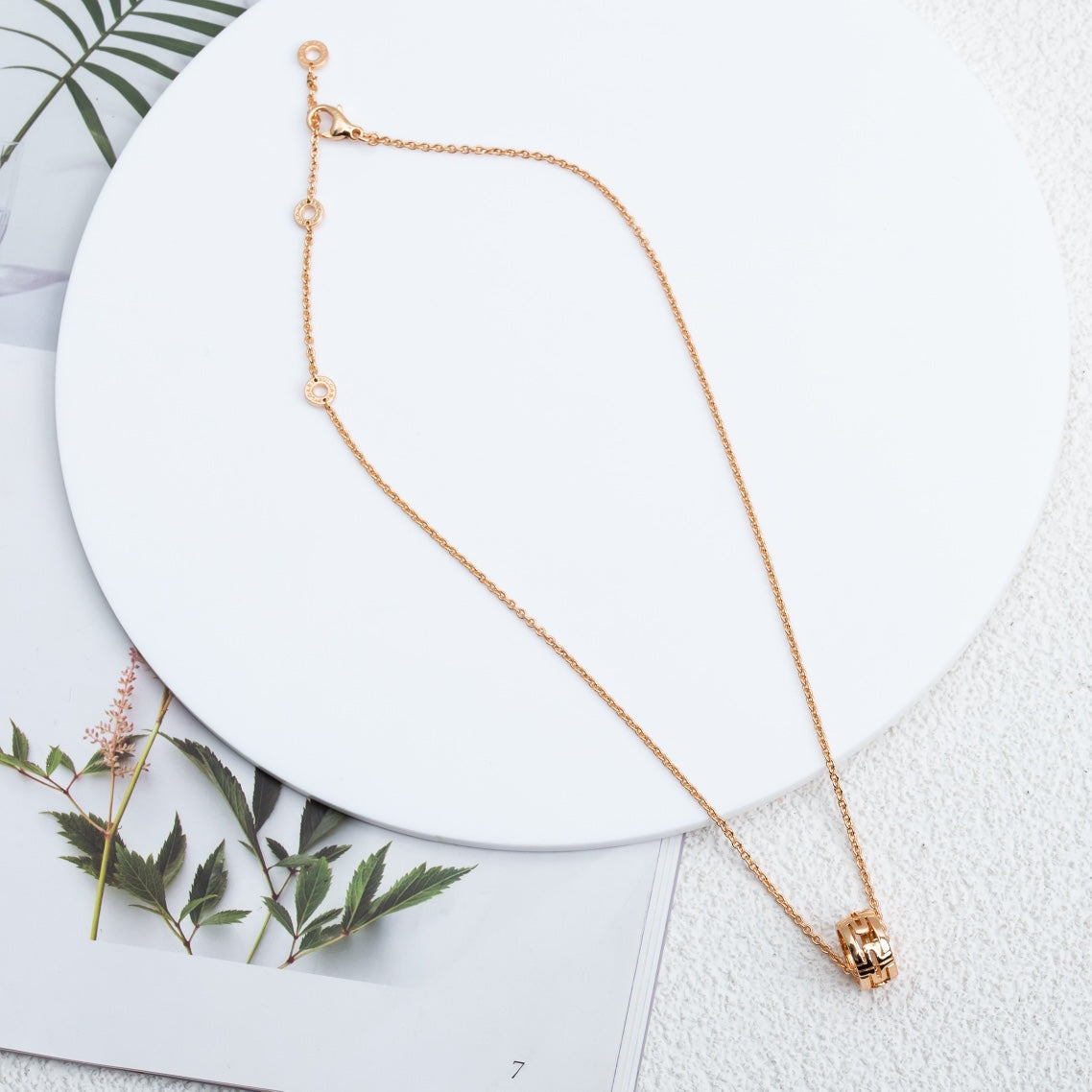 [Solara Jewelry]PARENTESI NECKLACE PINK GOLD
