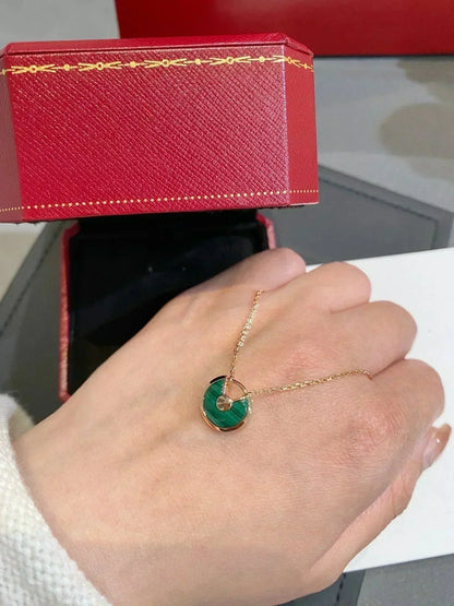 [Solara Jewelry]AMULETTE ROSE GOLD MALACHITE NECKLACE