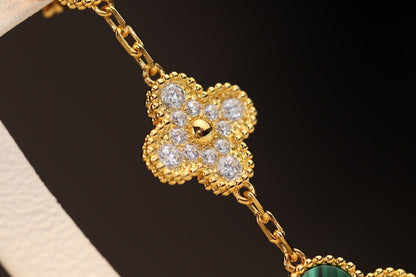 [Solara Jewelry]CLOVER EARRINGS GOLD MALACHITE DIAMOND 3 MOTIF