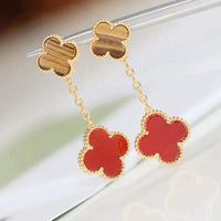 [Solara Jewelry]CLOVER  2 MOTIF  TIGER EYE CARNELIAN EARRINGS