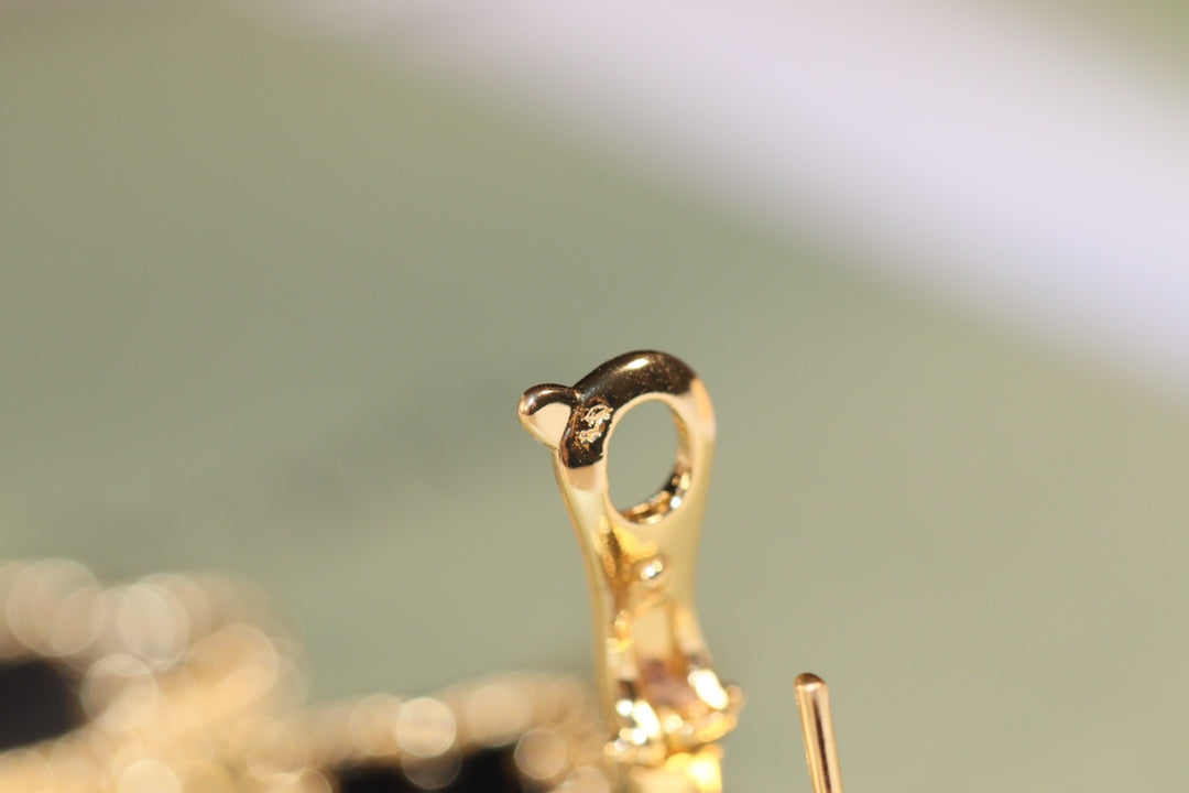 [Solara Jewelry]CLOVER EARRINGS GOLD ONYX MOP 3 MOTIF