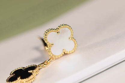 [Solara Jewelry]CLOVER EARRINGS GOLD ONYX MOP 3 MOTIF