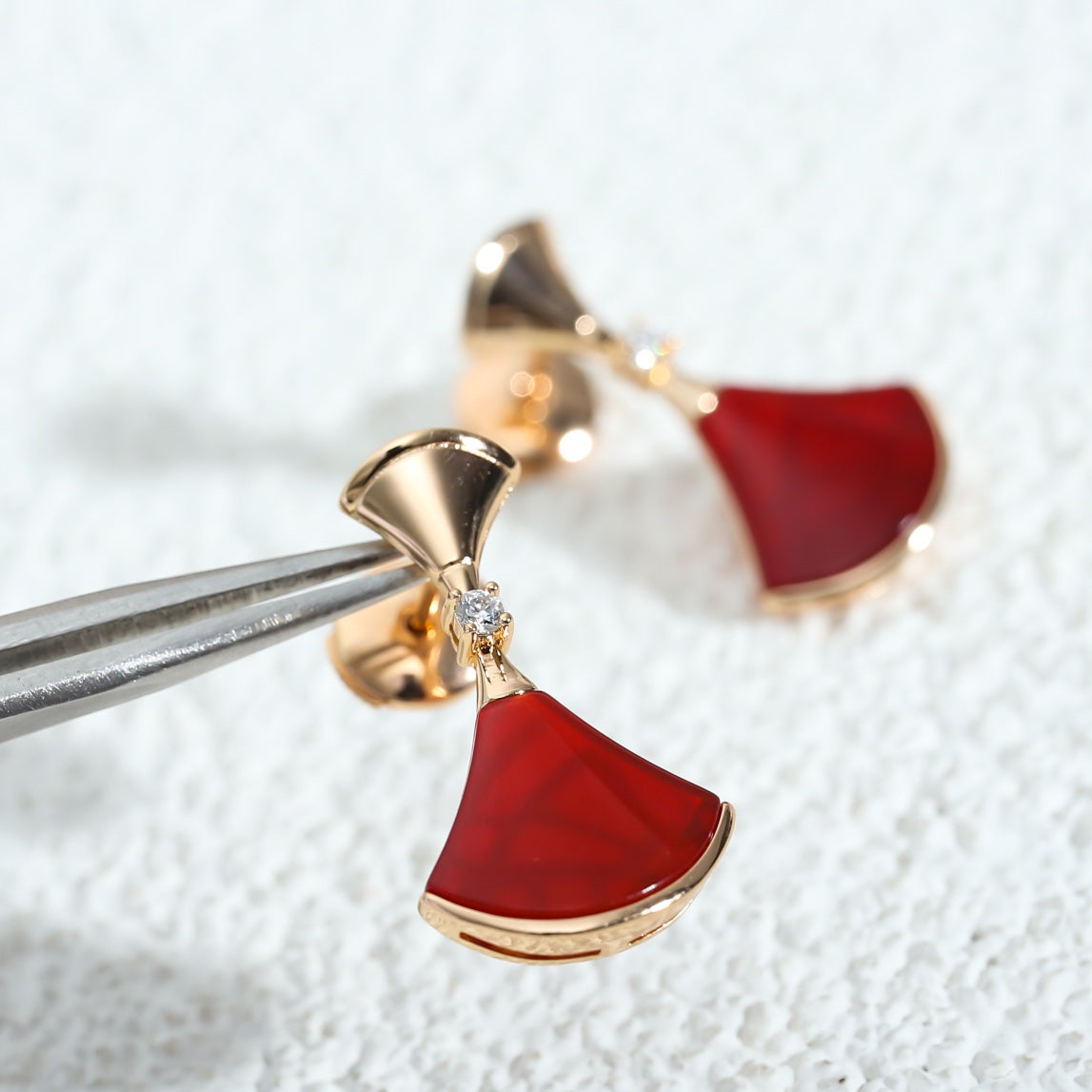[Solara Jewelry]DREAM Carnelian PINK GOLD EARRINGS