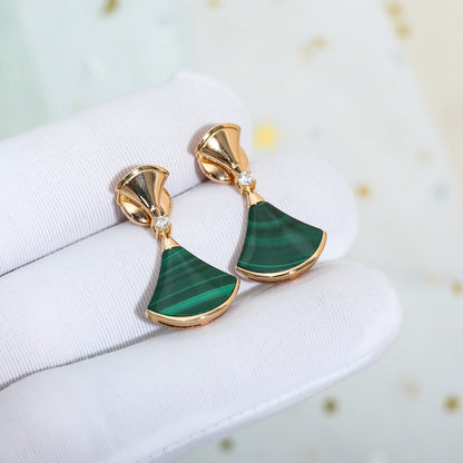 [Solara Jewelry]DREAM MALACHITE PINK GOLD EARRINGS