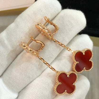 [Solara Jewelry]CLOVER 2 MOTIF  LASER CARNELIAN EARRINGS
