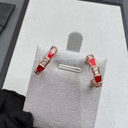 [Solara Jewelry]SERPENTI CARNELIAN PINK GOLD EARRINGS