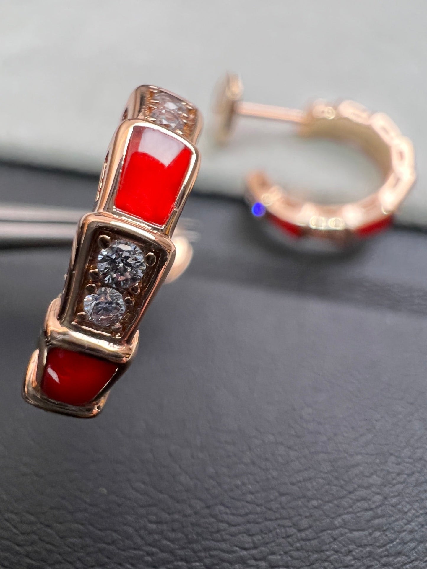 [Solara Jewelry]SERPENTI CARNELIAN PINK GOLD EARRINGS