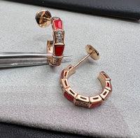 [Solara Jewelry]SERPENTI CARNELIAN PINK GOLD EARRINGS