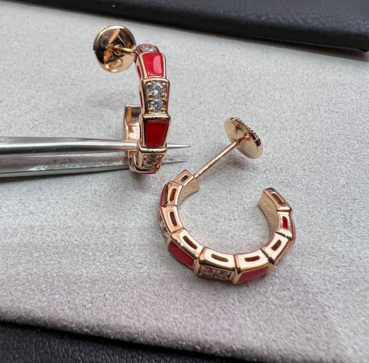 [Solara Jewelry]SERPENTI CARNELIAN PINK GOLD EARRINGS