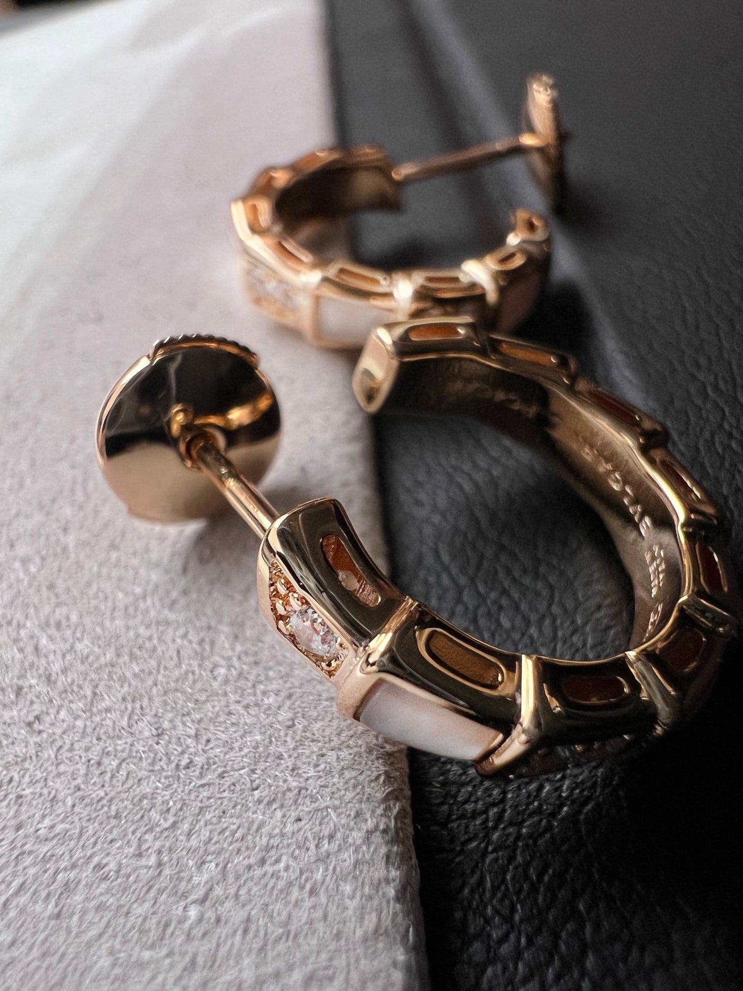 [Solara Jewelry]SERPENTI MOP PINK GOLD EARRINGS