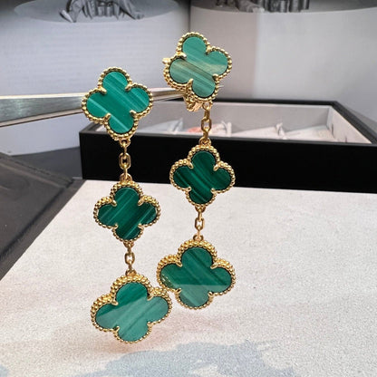 [Solara Jewelry]CLOVER MALACHITE 3 MOTIFS GOLD