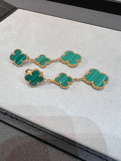 [Solara Jewelry]CLOVER MALACHITE 3 MOTIFS GOLD