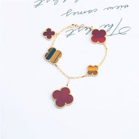 [Solara Jewelry]CLOVER BRACELET 5 MOTIFS CARNELIAN TIGER EYE