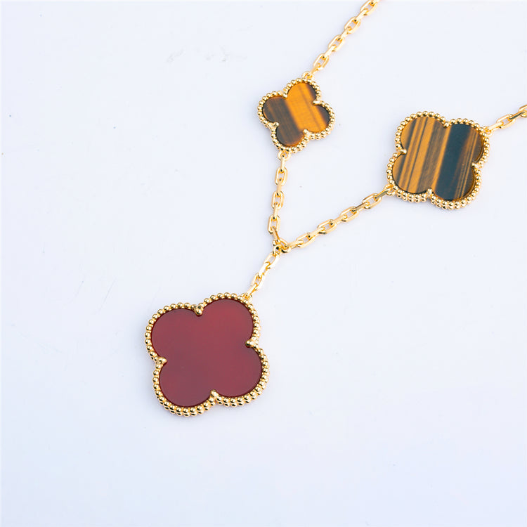 [Solara Jewelry]CLOVER BRACELET 5 MOTIFS CARNELIAN TIGER EYE