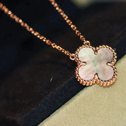 [Solara Jewelry]CLOVER 15MM  GRAY MOTHER OF PEARL NECKLACE