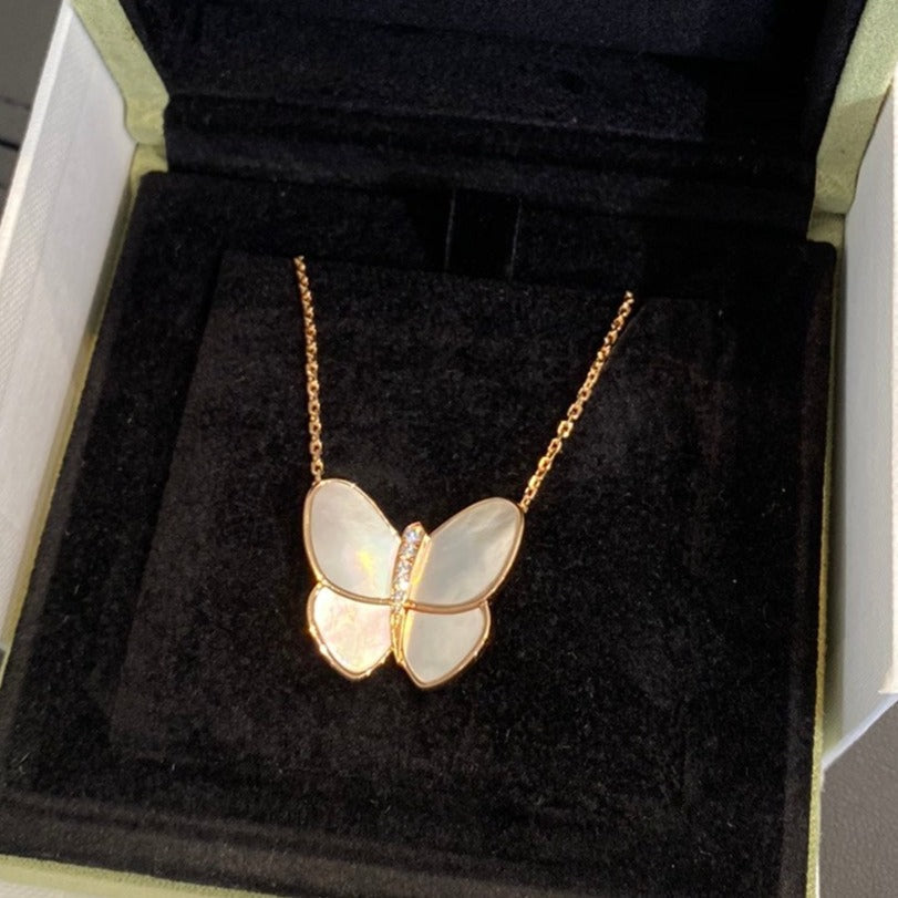 [Solara Jewelry]BUTTERFLY GOLD MOP DIAMOND NECKLACE