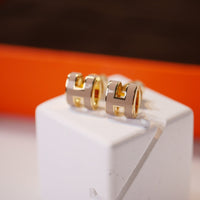 [Solara Jewelry]MINI POP H GOLD EARRINGS GREY