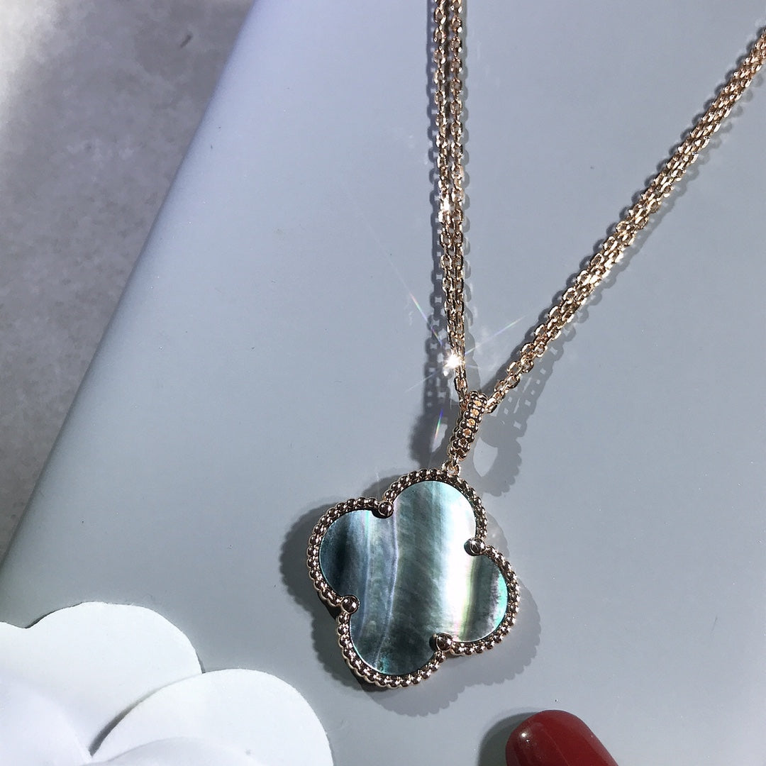 [Solara Jewelry]CLOVER 25MM GOLD DARK MOP BIG CLOVER NECKLACE