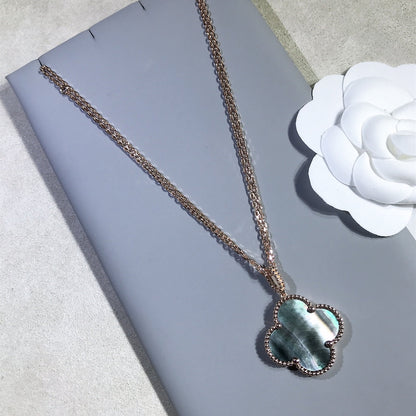 [Solara Jewelry]CLOVER 25MM GOLD DARK MOP BIG CLOVER NECKLACE