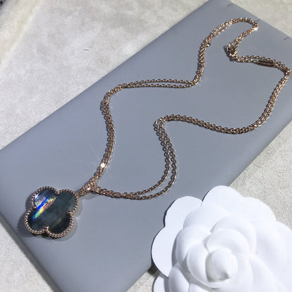 [Solara Jewelry]CLOVER 25MM GOLD DARK MOP BIG CLOVER NECKLACE